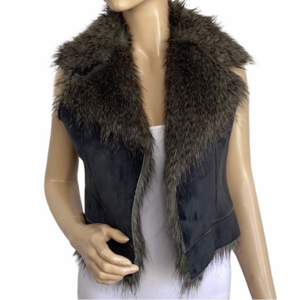 Y2K Vintage Collection by Bernardo Faux Leather & Fur Vest